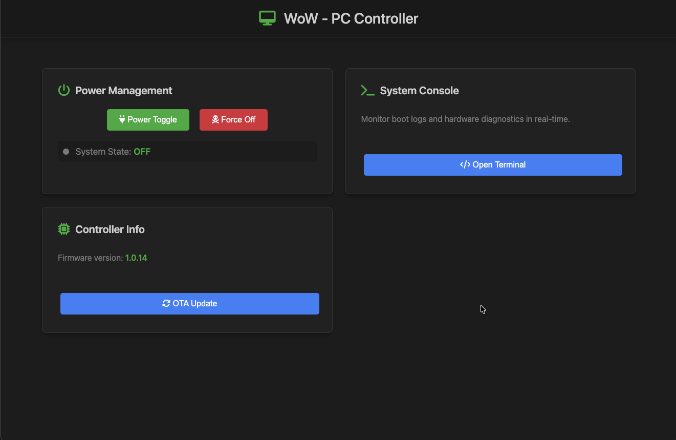 PC Controller dashboard